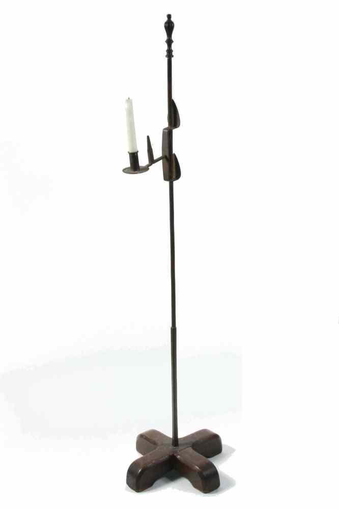 Appraisal: CANDLE POLE LAMP - th c Adjustable Candle Iron Pole