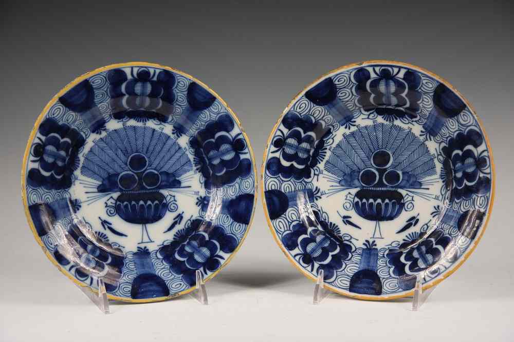 Appraisal: PAIR FRENCH FAIENCE PLATES - th c French Blue and