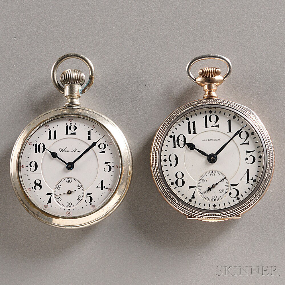 Appraisal: Two Size American Watches Waltham and Hamilton Pennsylvania and Massachusetts