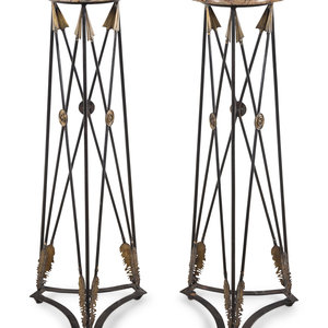 Appraisal: A Pair of Empire Style Marble-Top Pedestals in the Manner