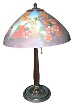 Appraisal: A Reverse Painted Table Lamp circa th Century Contemporary painted