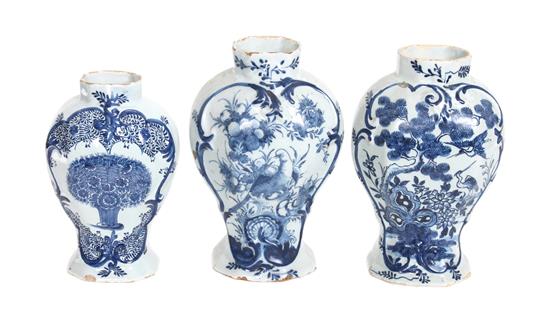 Appraisal: Sale Lot Three Delft Blue and White Vases each of