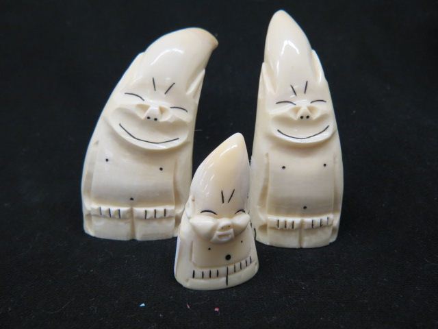 Appraisal: Eskimo Carved Whales Teeth Billikens to