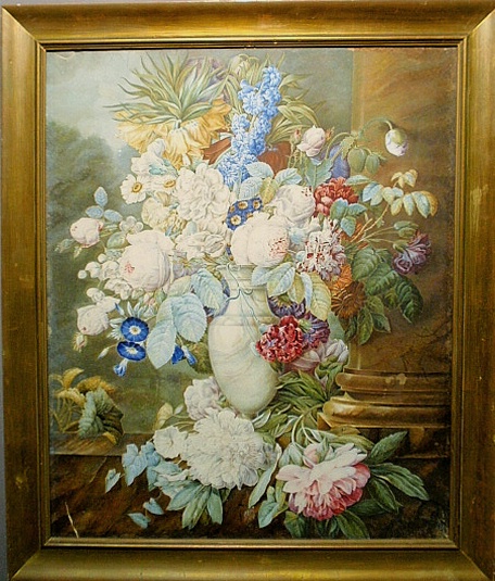 Appraisal: - Large Italian watercolor pastel still life painting of flowers