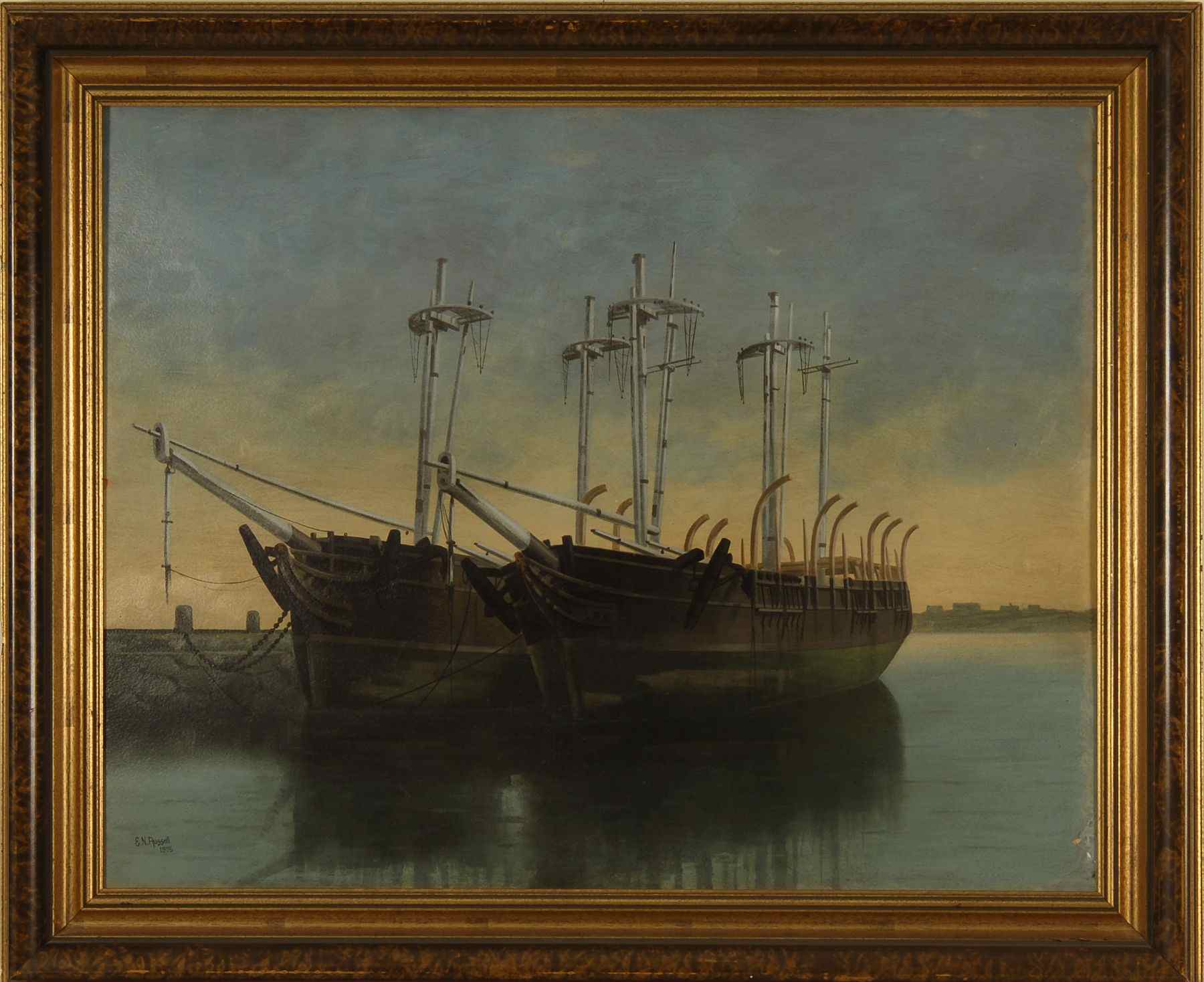 Appraisal: EDMUND N RUSSELLAmerican - Whaleships in New Bedford Harbor Signed