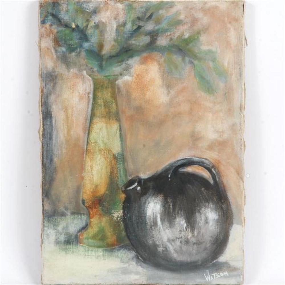 Appraisal: JERRY WATSON AMERICAN - STILL LIFE WITH BLACK BALL PITCHER