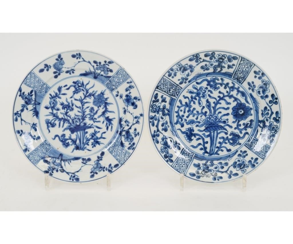 Appraisal: Two similar Chinese porcelain blue lotus scene plates circa dia