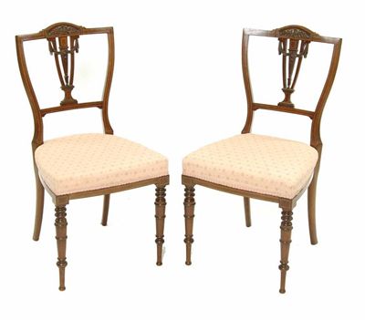 Appraisal: Four mahogany side chairs by G Bartholomew Co inlaid stringing