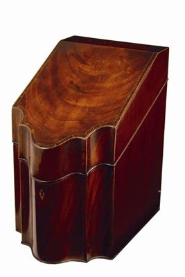 Appraisal: A George III mahogany knife box with kingwood banding and