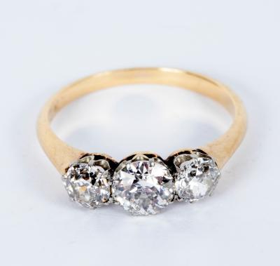 Appraisal: A diamond three-stone ring the central stone of approximately ct