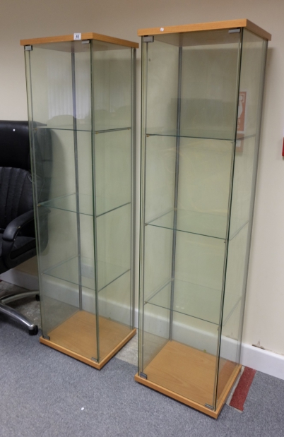 Appraisal: Pair freestanding glass shop cabinets size x x cm