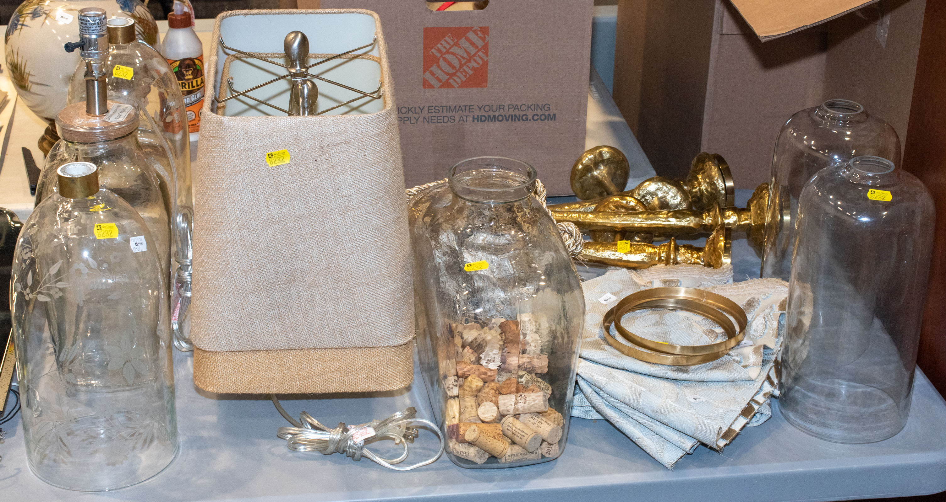 Appraisal: ASSORTED DECORATIVE ITEMS Includes a pair of glass jar-form table