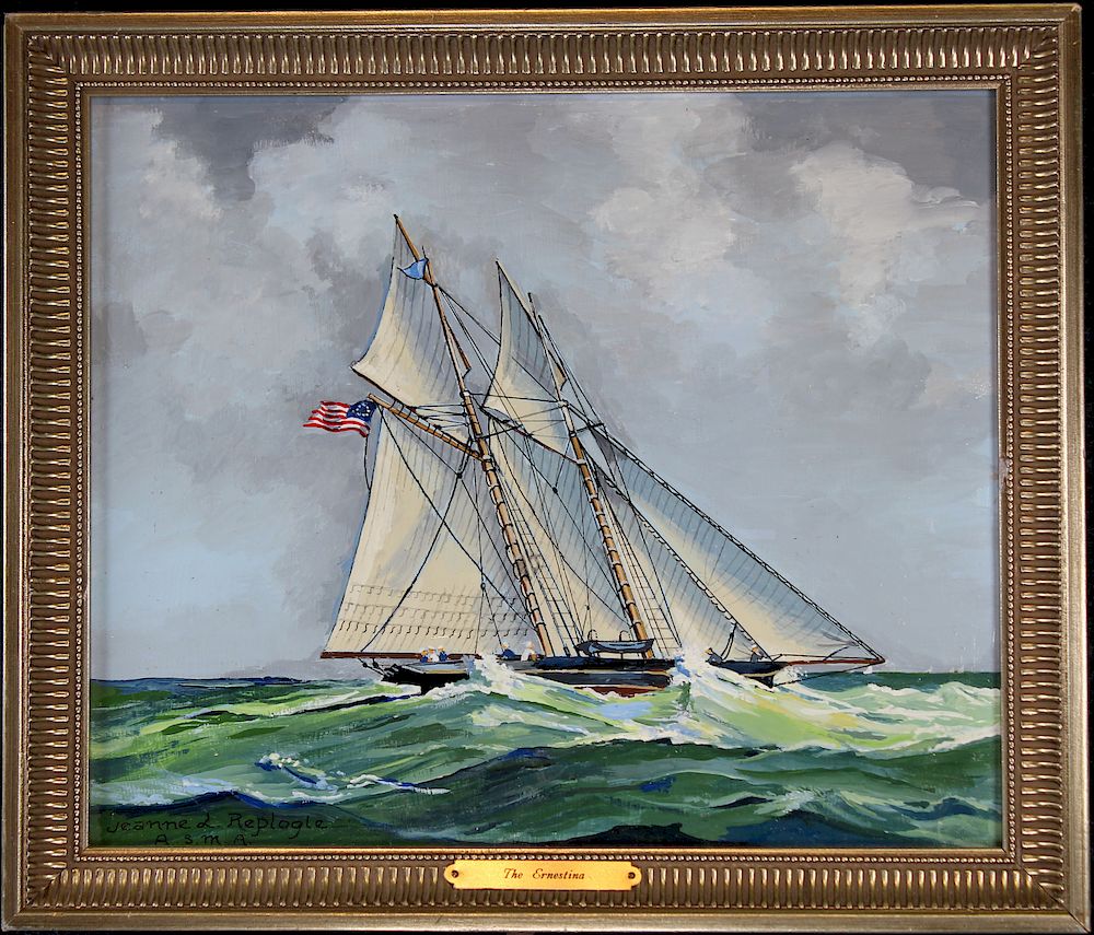 Appraisal: The Ernestina Signed th C Nautical Painting The Ernestina Signed