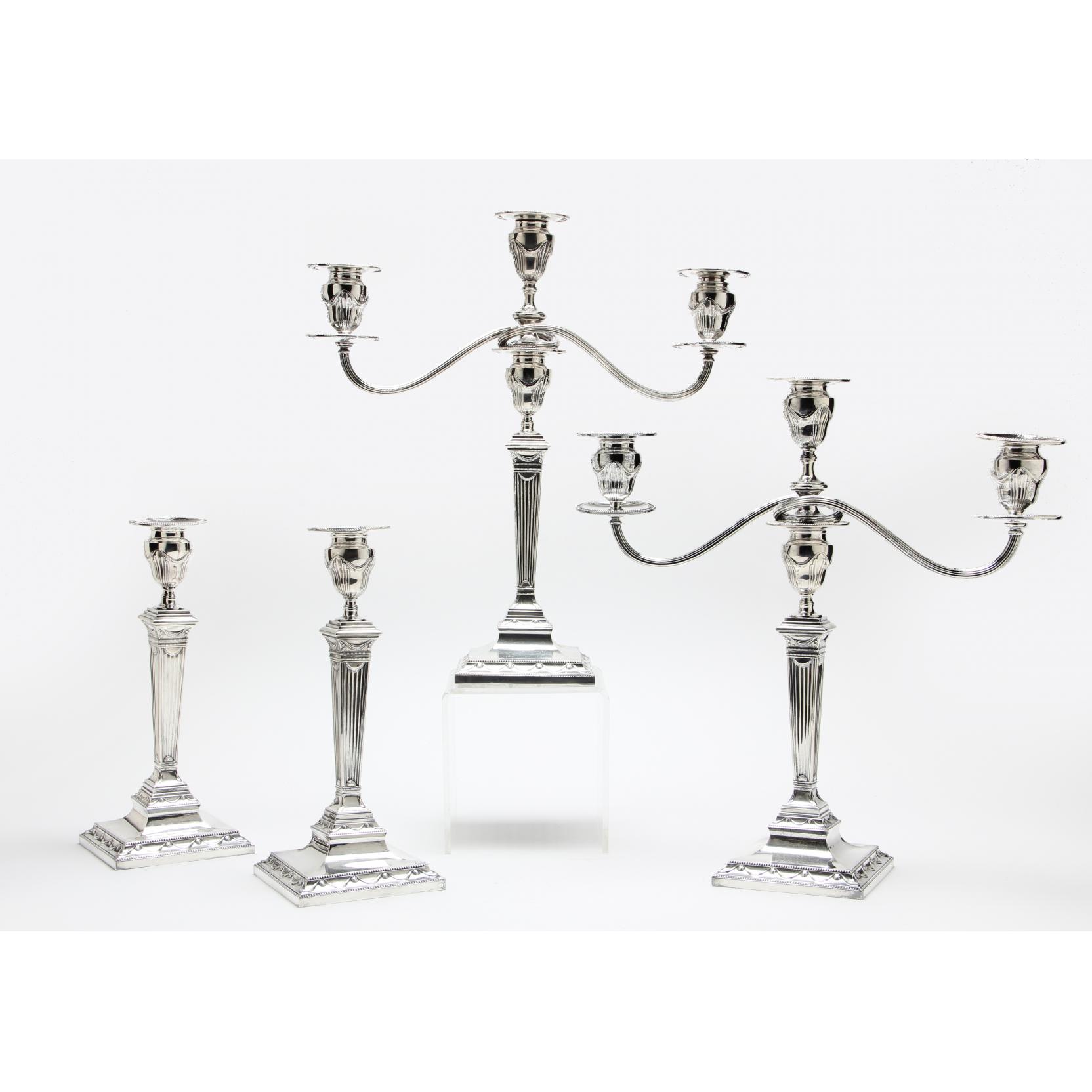 Appraisal: Set of Four Tiffany Co Sterling Silver Candlesticks with circa