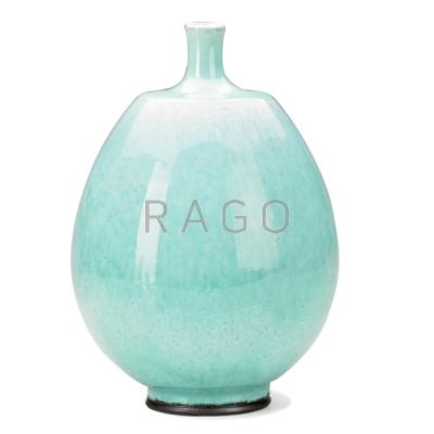 Appraisal: BERNDT FRIBERG GUSTAVSBERG Bulbous stoneware vase turquoise and indigo glaze