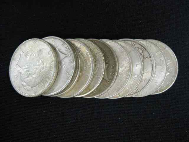 Appraisal: Peace Silver Dollars to mixed circulated