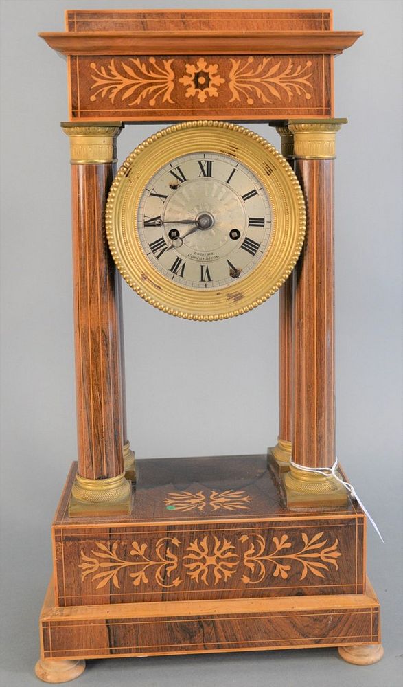 Appraisal: Regency Inlaid Mahogany Mantle Clock dial marked Courtois Fontainebleau x