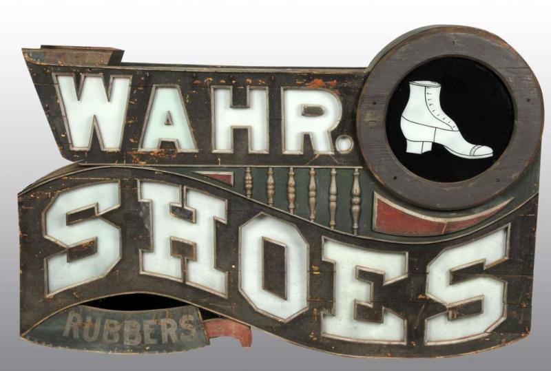 Appraisal: Large Wahr Shoe Store Co Advertising Sign Description Wood and