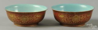 Appraisal: Pair of Chinese porcelain bowls together with a bronze mirror