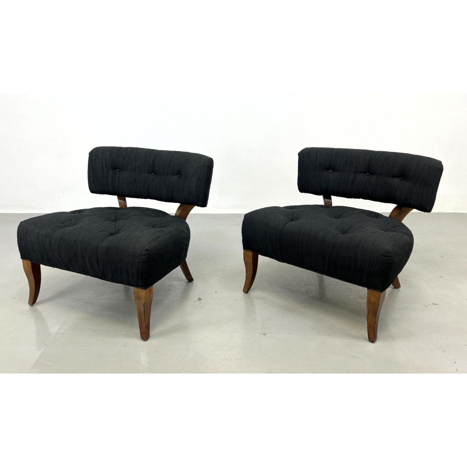 Appraisal: Pr Modernist Designer Lounge Chairs Demi Lune Tufted Seats Curved