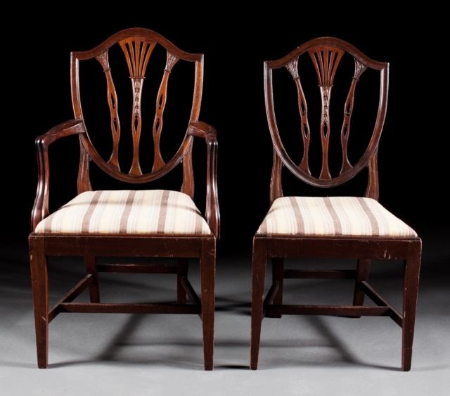 Appraisal: Set of eight Potthast Bros mahogany dining chairs mid- th