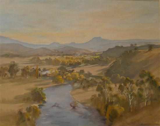 Appraisal: AUSTRALIAN SCHOOL POSSIBLY AMBROSE GRIFFIN LANDSCAPE WITH RIVER OIL ON