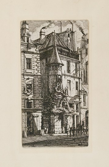 Appraisal: CHARLES MERYON Tourelle Rue de la Tixeranderie Etching on chine-coll