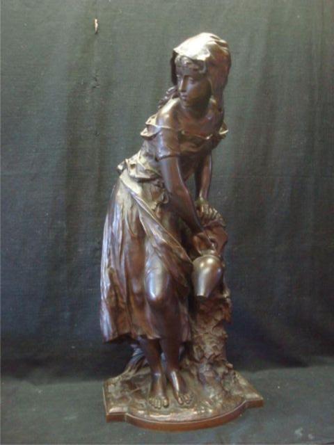 Appraisal: MOREAU Mathurin Bronze of Girl at Fountain Signed on base