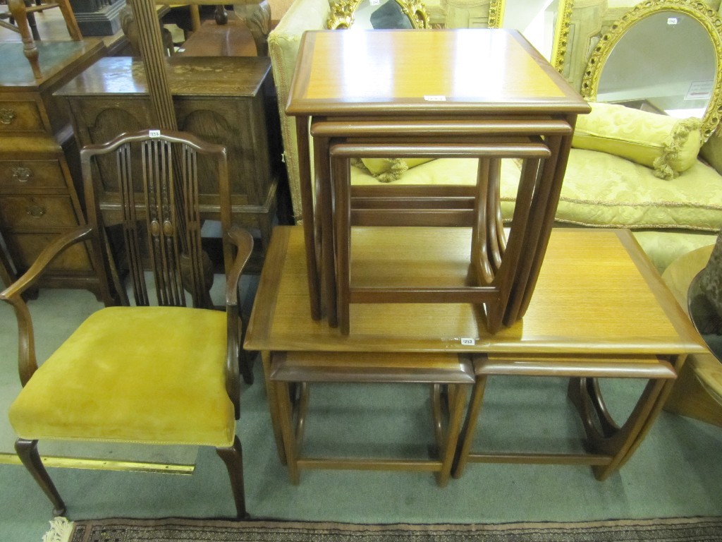 Appraisal: Two G-Plan teak nest of tables and a glass topped