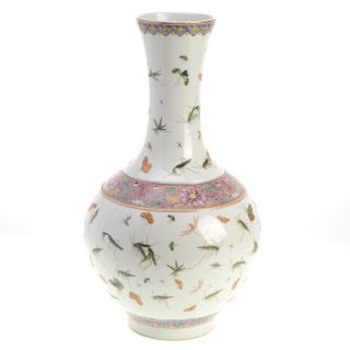 Appraisal: Chinese enamel porcelain insect decorated vase Chinese enamel porcelain insect