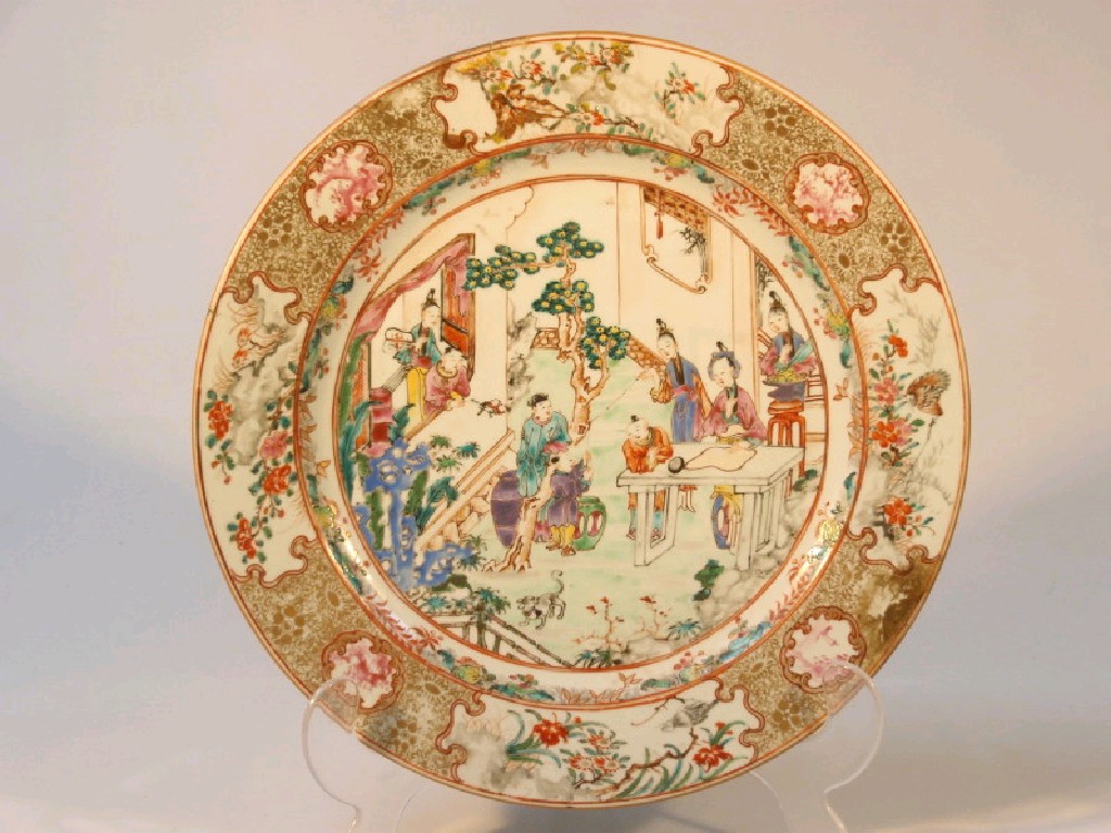 Appraisal: A thC Chinese famille rose plate the central reserve decorated