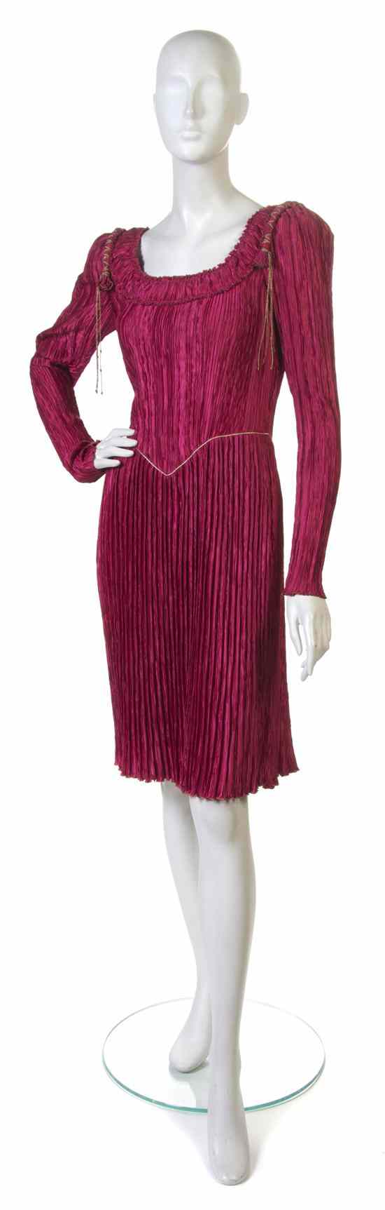 Appraisal: A Mary McFadden Pink Pleated Silk Dress Labeled Mary McFadden