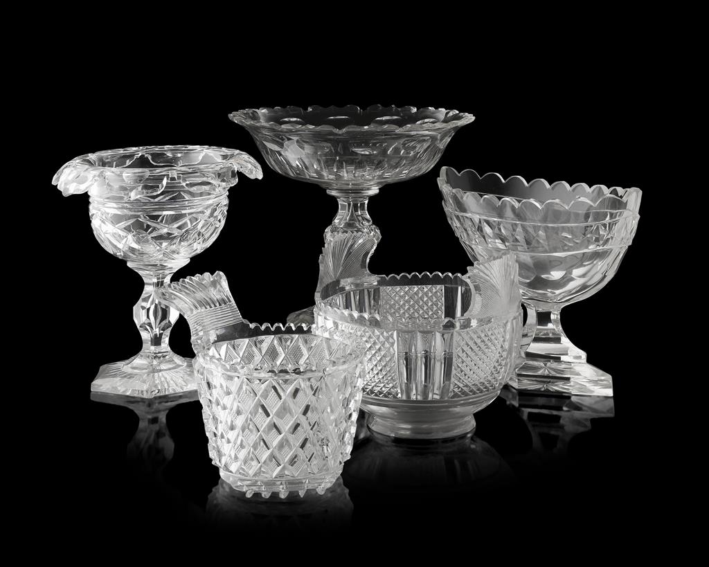 Appraisal: GROUP OF ENGLISH AND IRISH GLASS BOWLS EARLY TH CENTURY