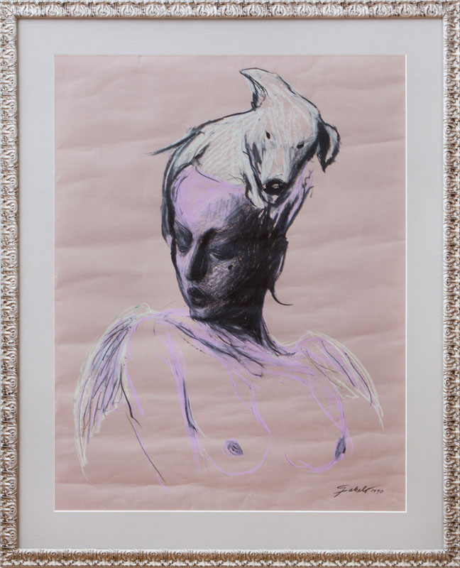 Appraisal: ROBERTO FABELO b HEAD OF A WOMAN Mixed media on