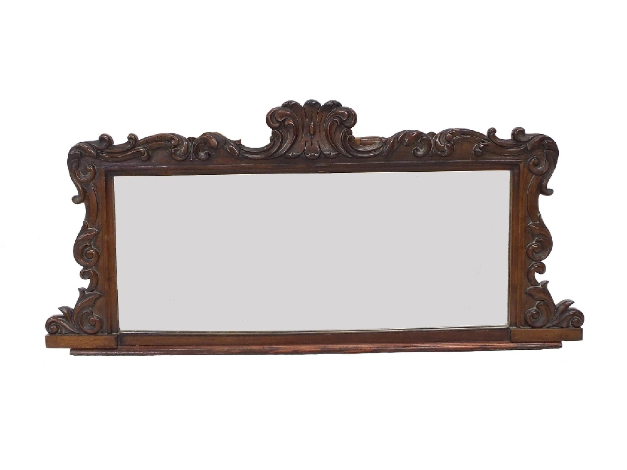 Appraisal: th century rosewood overmantel mirror the frame carved with scrolled