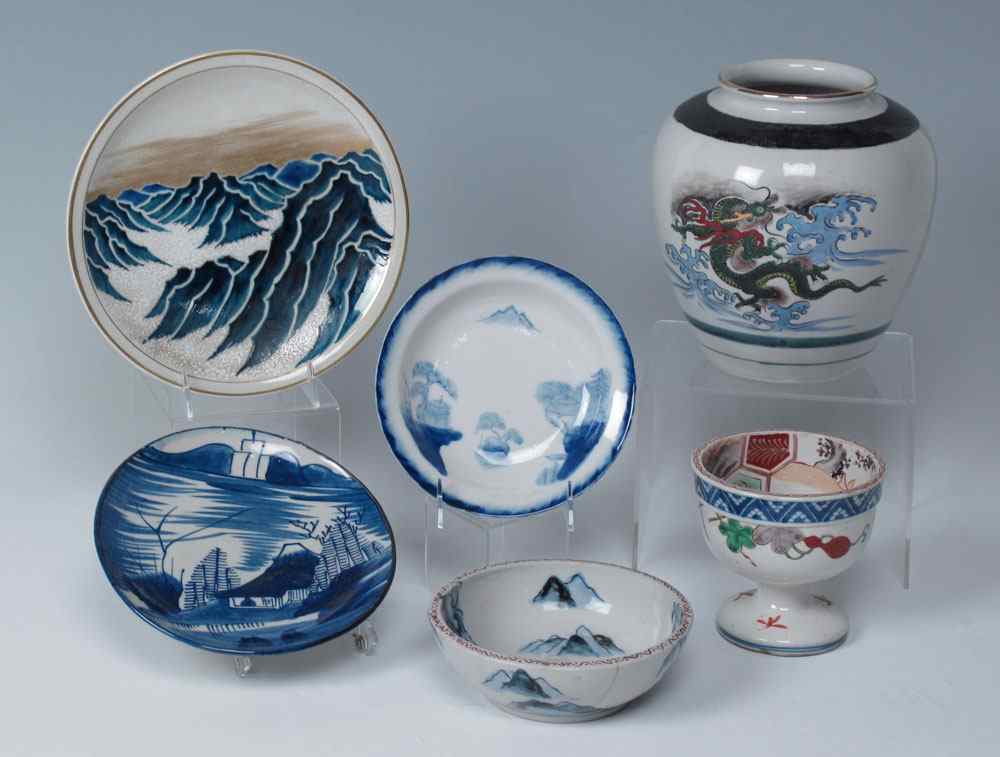 Appraisal: PC JAPANESE POTTERY Imari Kutani Arita To include a signed