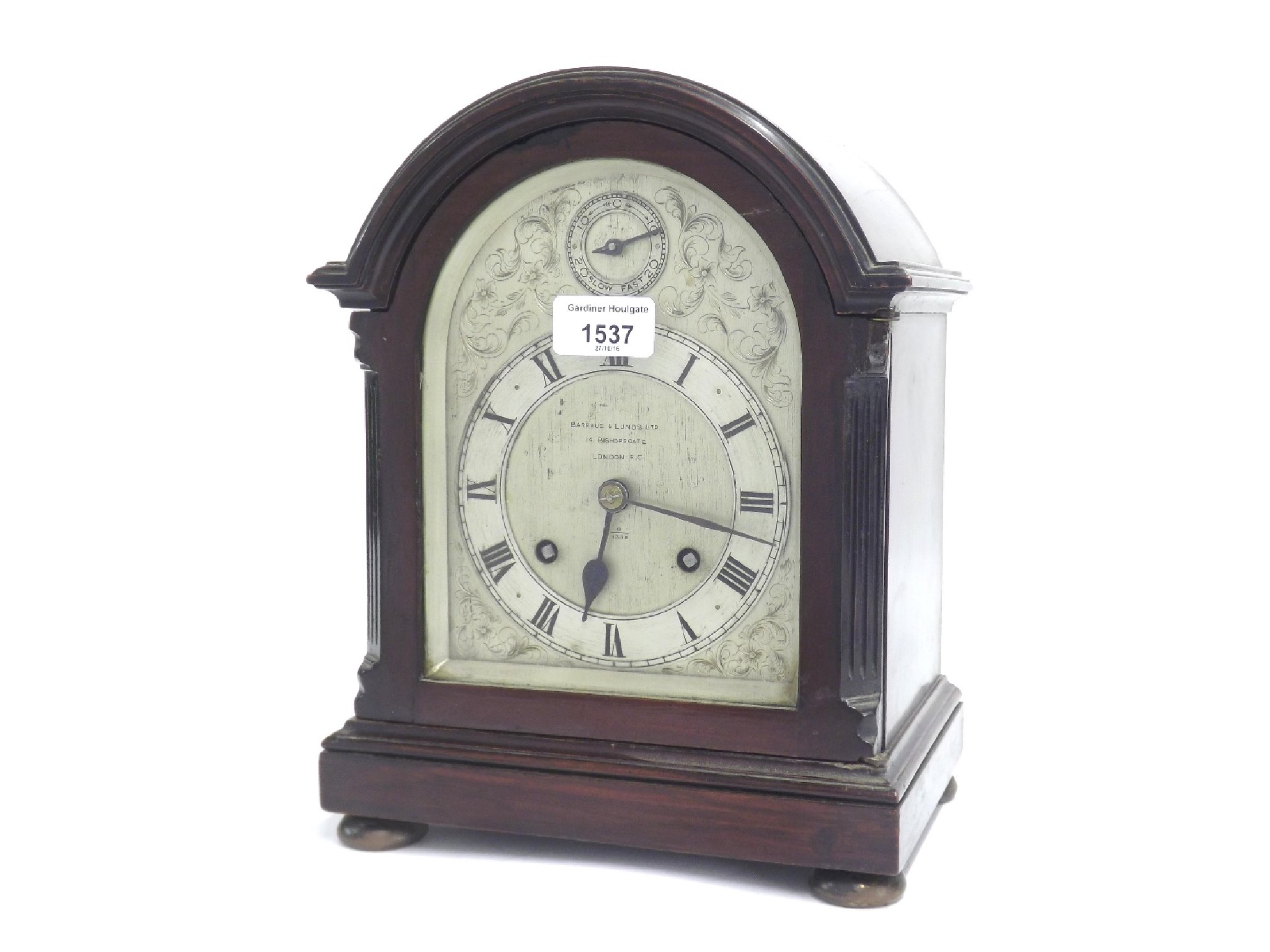 Appraisal: English mahogany two train bracket clock striking on a gong