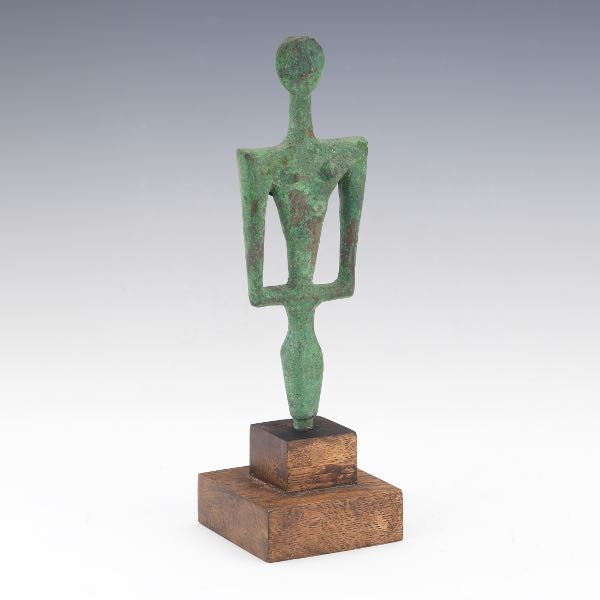 Appraisal: CYCLADIC FIGURE OF A WOMAN overall Bronze cycladic figure of