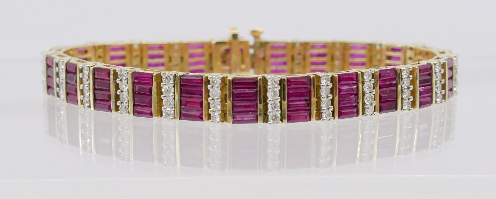 Appraisal: Lady's k Ruby and Diamond Cocktail Bracelet '' Includes baguette