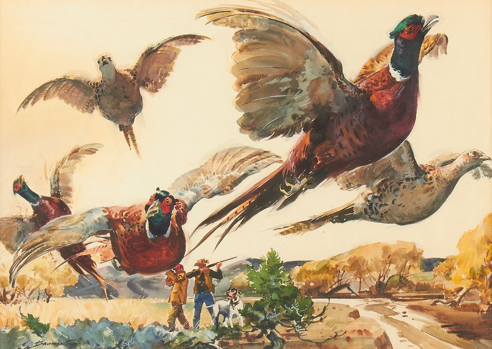 Appraisal: Warren Baumgartner Pheasant Hunting Watercolor Warren Baumgartner American - Watercolor