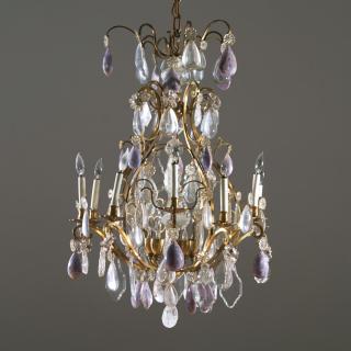 Appraisal: Manner Bagues rock crystal and amethyst chandelier Manner Bagues rock