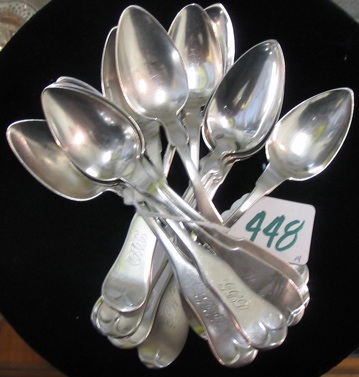 Appraisal: TWELVE AMERICAN COIN TEASPOONS in similar patterns by various Silversmiths