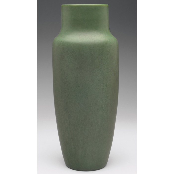 Appraisal: Hampshire vase shouldered shape under a green matte glaze marked