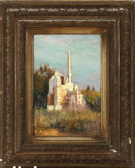 Appraisal: French School Late th Century Landscape with Moorish Building in