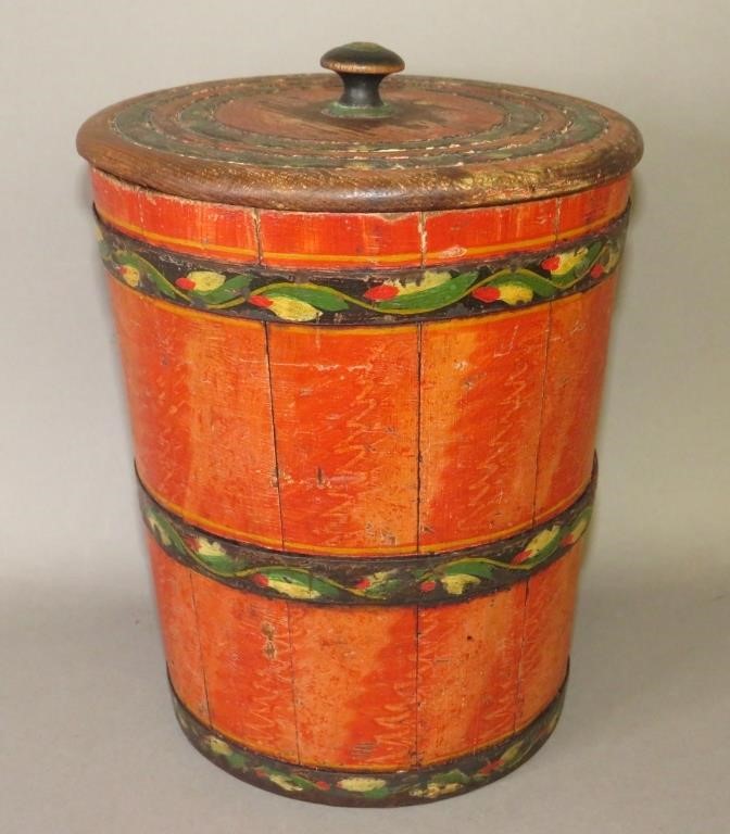 Appraisal: LEHNWARE COVERED SUGAR BUCKET ATTRIBUTED TO JOSEPHca - coopered tapered