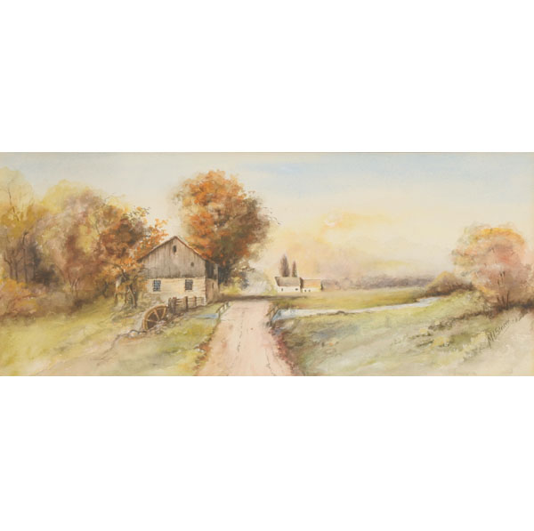 Appraisal: Rural autumn landscape watercolor x signed M L Stacey lower