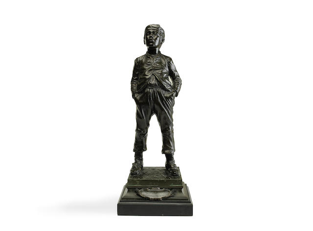 Appraisal: A late th century bronze figure of a boy whistling