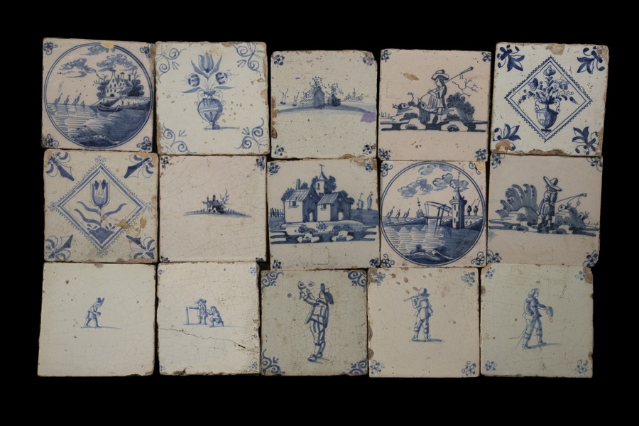 Appraisal: EARLY DELFT TILES Collection of th c Blue and White