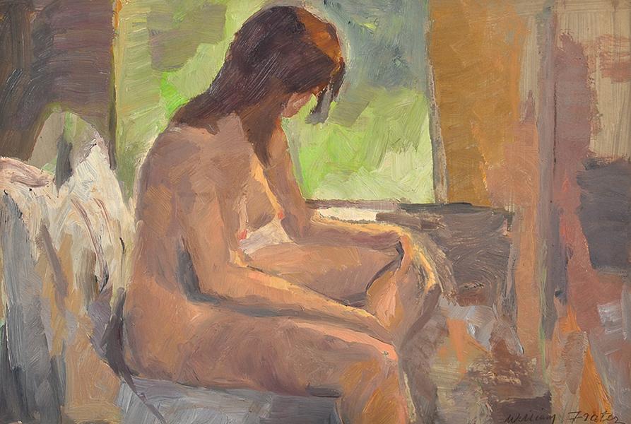 Appraisal: WILLIAM FRATER - Seated Nude oil on board signed lower