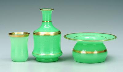 Appraisal: Green glass tumble top and bowl decanter and inverted cup